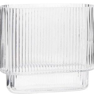 Ribbed Flower Vase, Oval 7 Inch