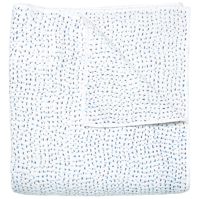 John Robshaw Hand Stitched Light Indigo Quilt - King