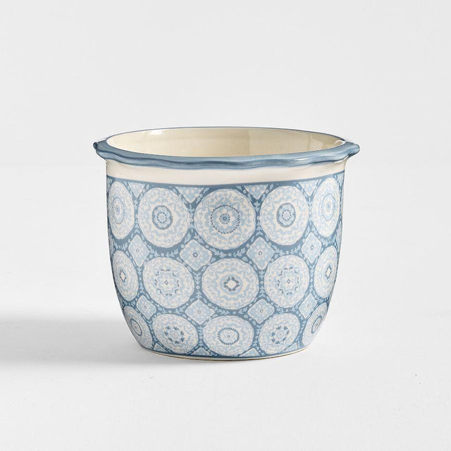 Kravet Medallion Small Cachepot - Cornflower Blue