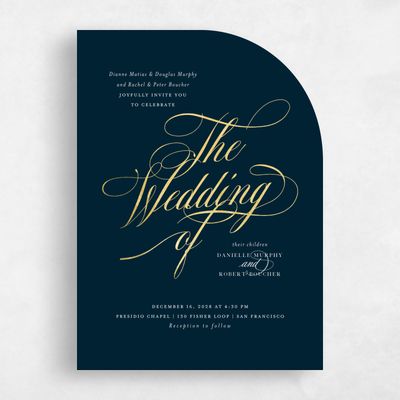 Blue Half arch Wedding Invitation - Clifton Portrait Foil