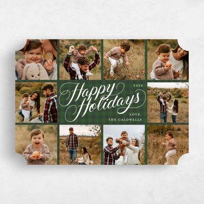 Green Ticket Holiday Card - Plaid