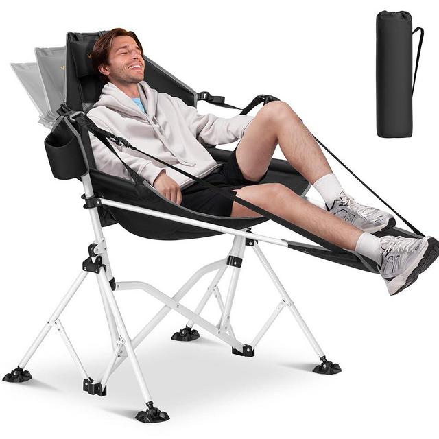 VIVOHOME Hammock Camping Chair with Removable Footrest, Portable Outdoor Swinging Rocking Chairs for Adults with Adjustable Pillow, Back and Height for Travelling,Backyard, Patio, Supports 400 lbs