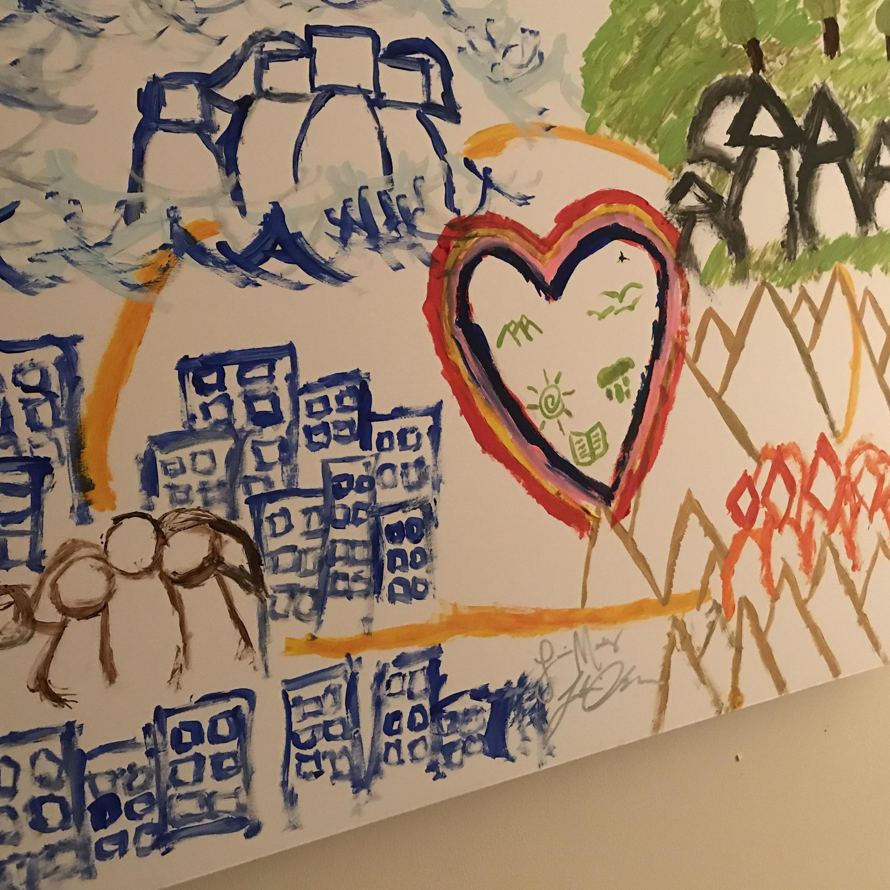 Our first painting together of us restoring families around the world  for Christ.