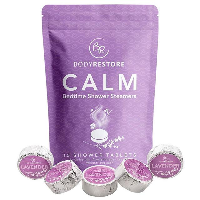 BodyRestore Shower Steamers (Pack of 15) Gifts for Women and Men - Lavender Essential Oil Scented Aromatherapy Shower Bomb, Nighttime Relaxation & Unwind Shower Tablets – Gift for Mom