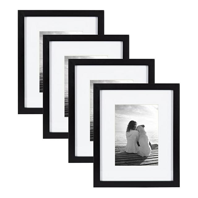 DesignOvation Gallery Wood Picture Frame (Set of 4), 8" x 10", Black
