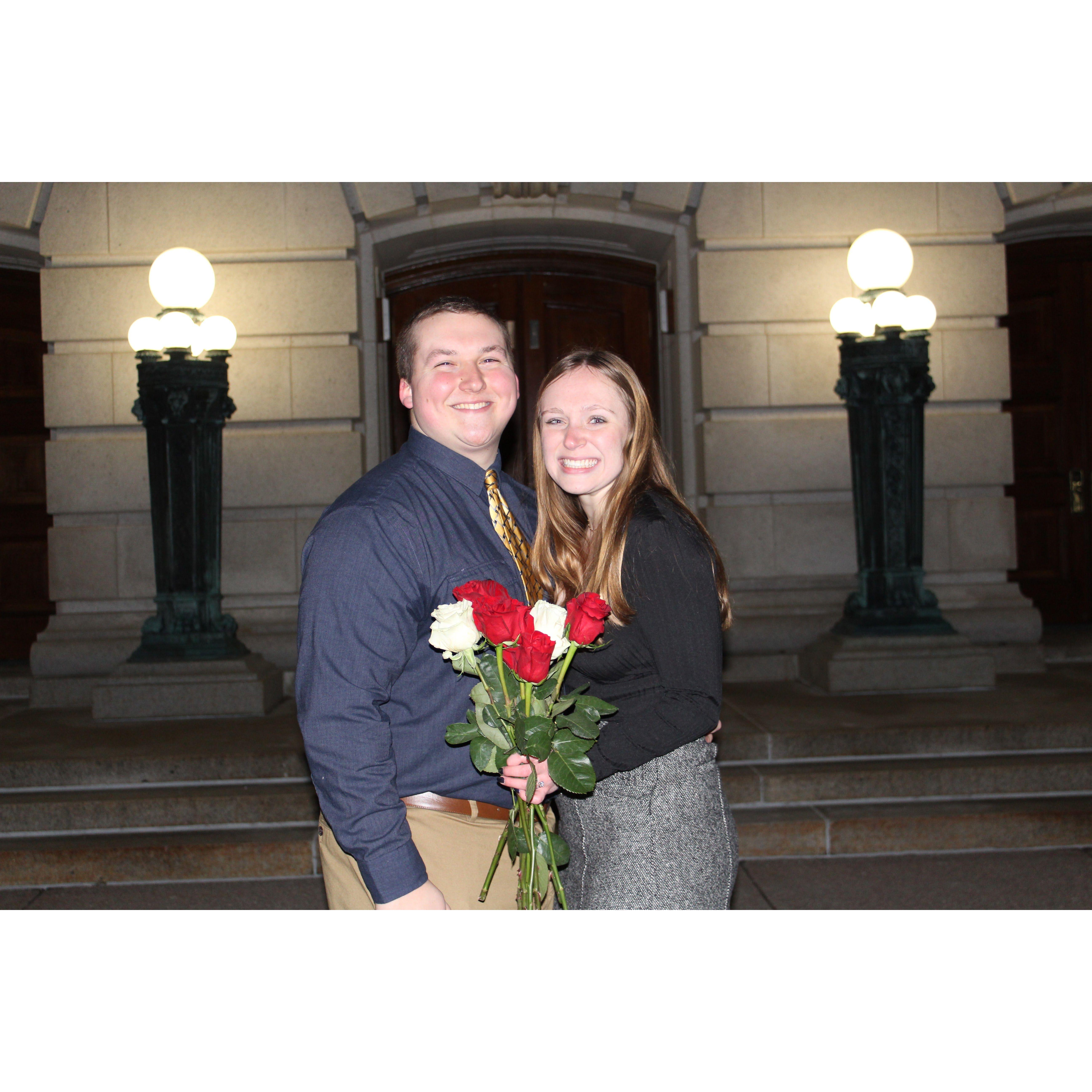 Nick proposed outside the Capitol with the help of all our friends.