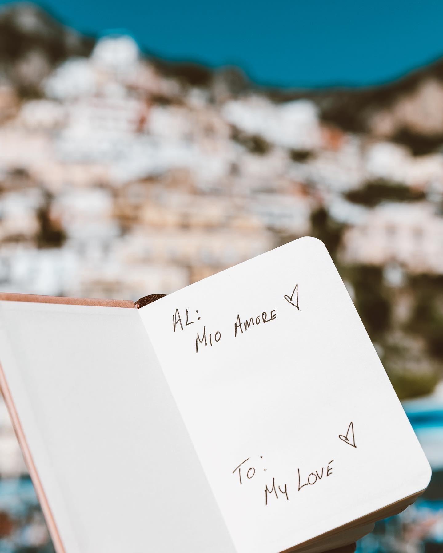 Proposal notebook 💞

Matt asked Jenn to marry him by writing love notes in Italian and translating them to English.