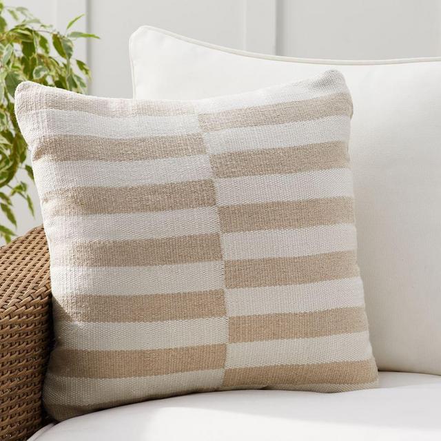 Skye Eco-Friendly Textured Indoor/Outdoor Pillow, 20 x 20", Neutral/Ivory