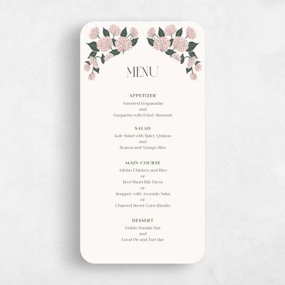 Beige Rounded Wedding Menu - Bellis