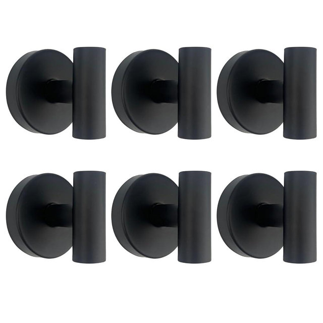 BIRDDIE 6 PCS Suction Cup Shower Towel Hooks, Wall Mount Robe Holder, Heavy Duty No Drill Wall SUS304 Waterproof Stainless Steel Hooks for Bedroom, Bathroom, Kitchen, Hotel and Office (Matte Black)