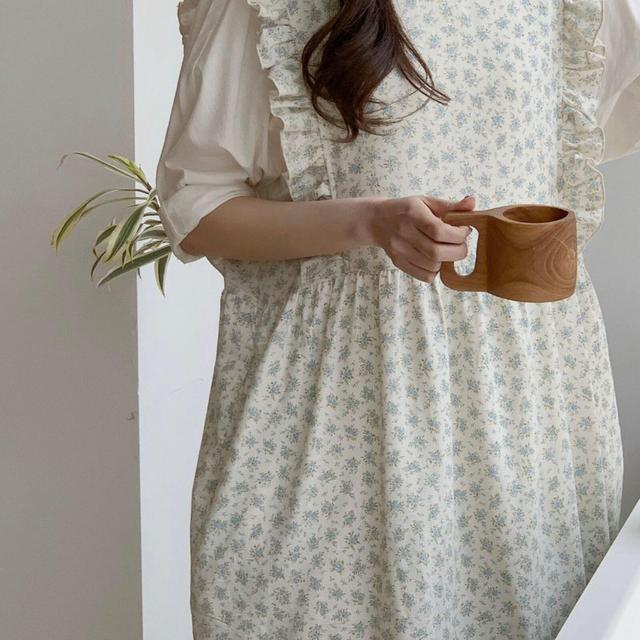 Pure cotton flower ruffle apron