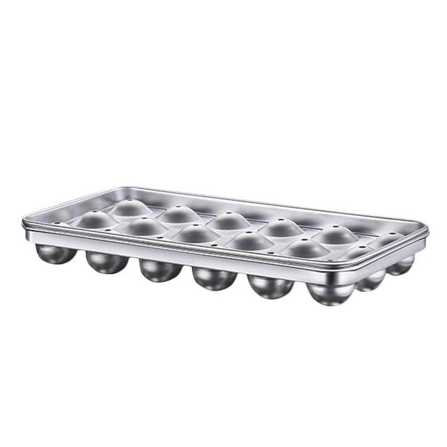Stainless Steel Ice Mold Reusable Ice Trays Ball Shaped Ice Cube Tray Household Freezer Molds for Food, Juice, Popsicles