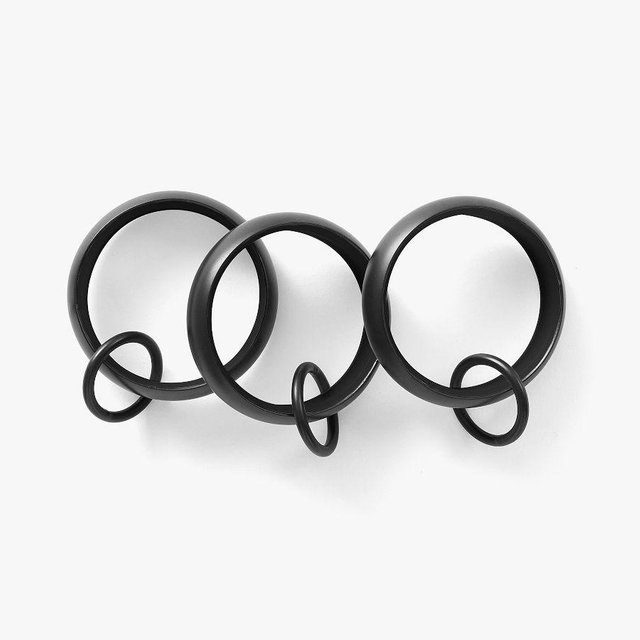 Double Round Curtain Rings, Antique Bronze, 60" - 108", Set of 10, 1.25" Diam.