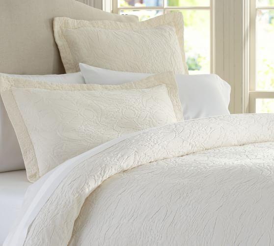 Valerie Floral Matelasse Duvet Cover - Queen Ivory