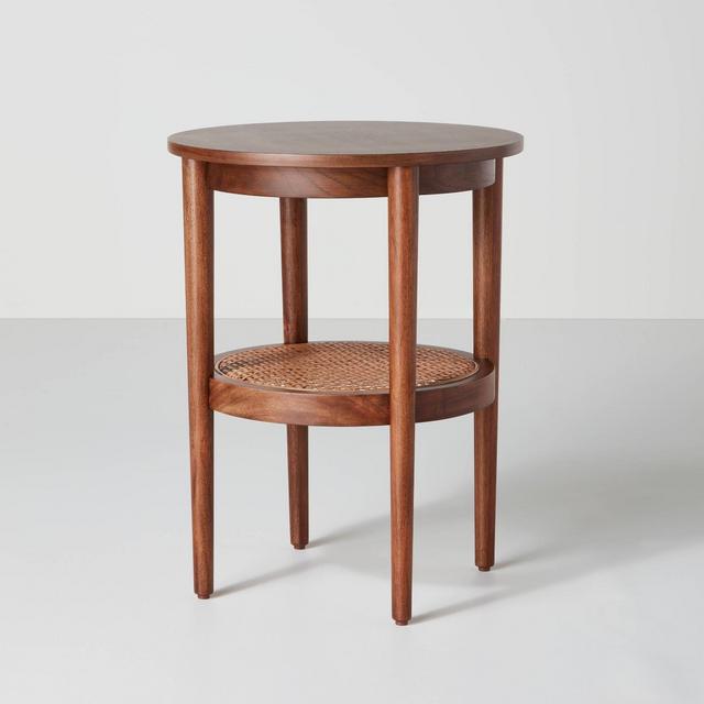Round Wood & Cane Accent Table Brown - Hearth & Hand™ with Magnolia