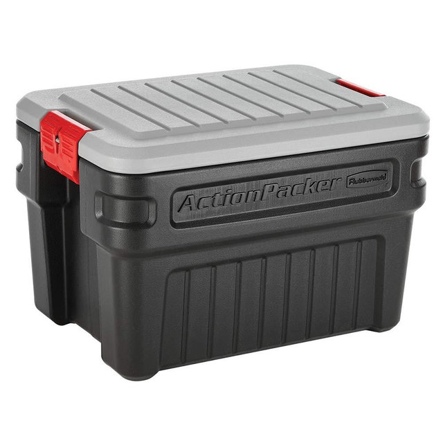 Rubbermaid ActionPacker️ 24 Gal Lockable Storage Bins Pack of 2, Industrial, Rugged Storage Containers with Lids