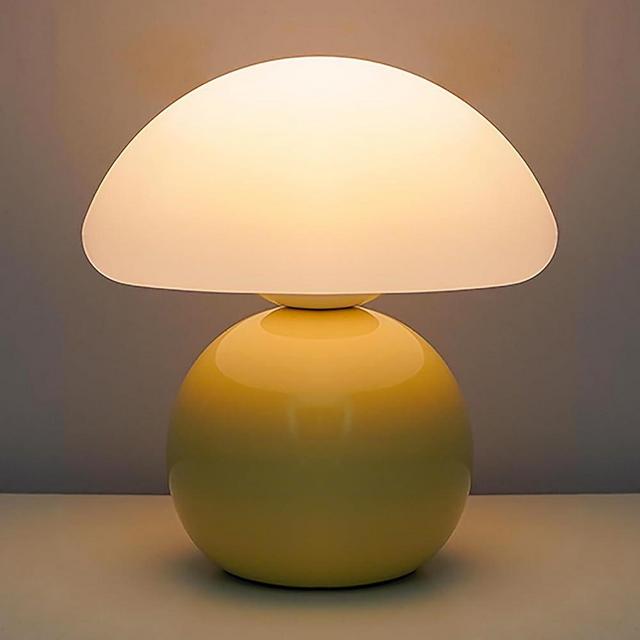 kvppvt Cute Small Mushroom Lamp, PE Lampshade, Ceramic Spherical Base, Adjustable Light Color and Brightness, USB Powered, Aesthetic LED Mini Mushroom Light for Bedroom Living Room Decoration (Cream)