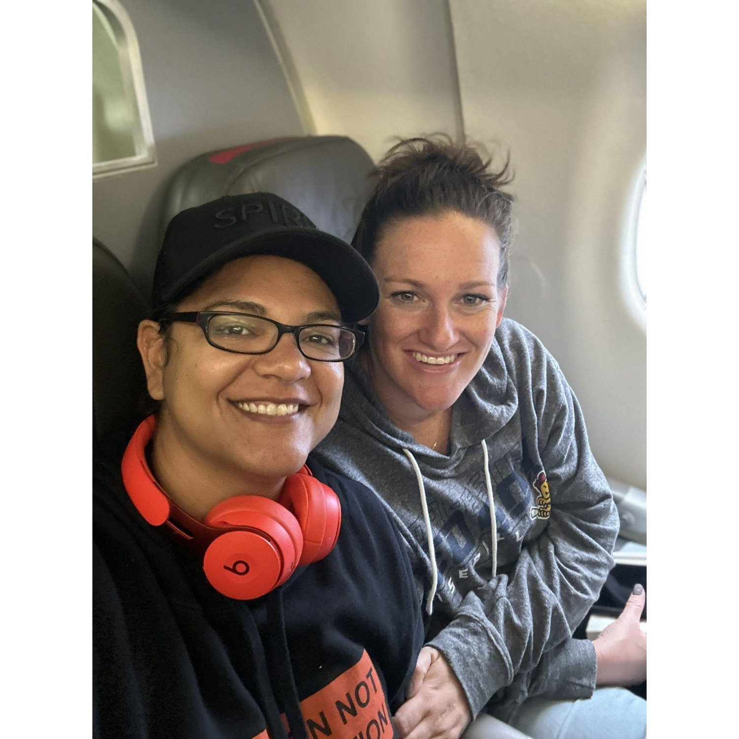 On a plane going somewhere