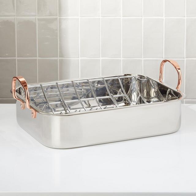 Stainless Steel Roasting Pan with Copper Handles