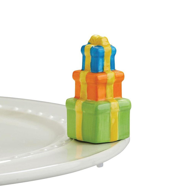 Nora Fleming they're all for you! (present stack) A21 Hand-Painted Ceramic Birthday Décor - Everyday Minis for The Home and Office