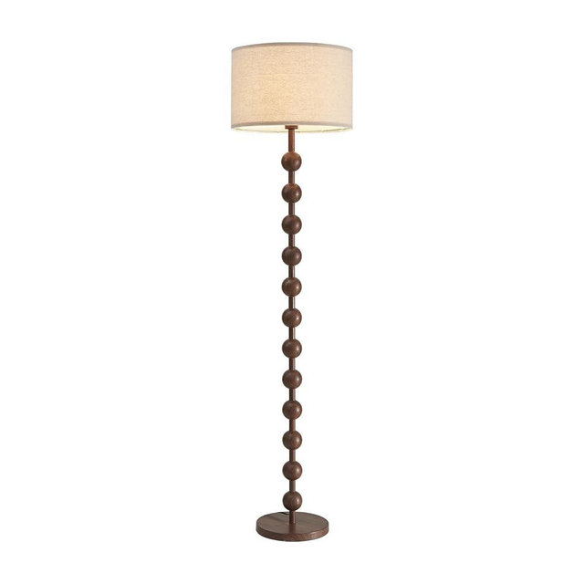 Topjia Rustic Floor Lamp for Living Room,Dimmable Floor Lamps for Bedroom,Chinese Vintage Sofa Side Reading Lamp Light with Fabric Shade for Home Office Dining Room(25x157.5cm/10x63in, Walnut)