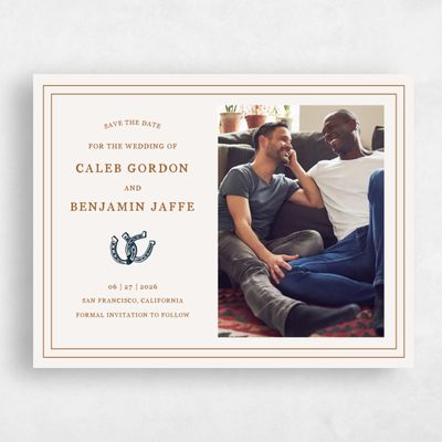 Light Oatmeal, Beige Wedding Save the Date - Marana Photo
