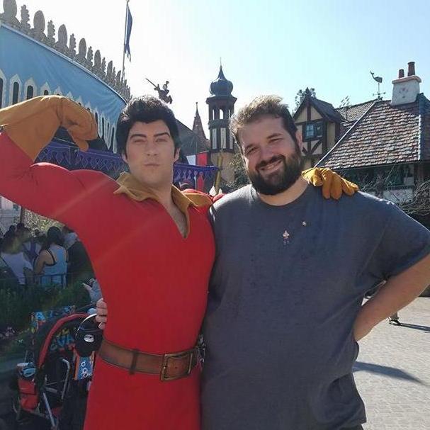 James with his idol, Gaston, at DISNEYLAND!