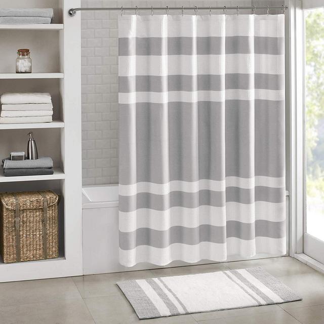 Madison Park Spa Waffle Shower Curtain with 3M Treatment Grey 72x72