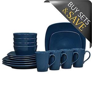 Noritake® Navy on Navy Swirl 16-Piece Square Dinnerware Set