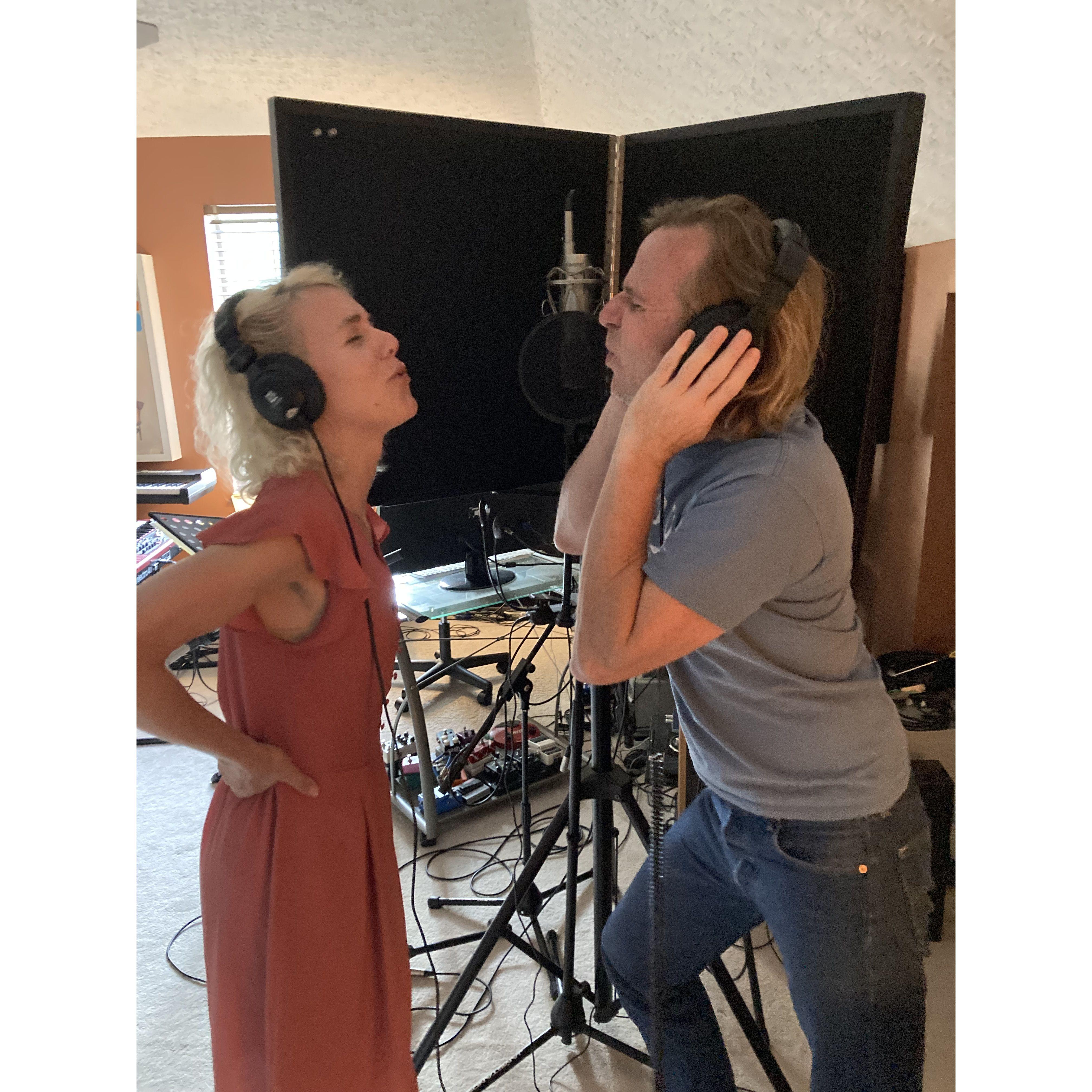 Jammin'! Working on those background vocals in Nashville...