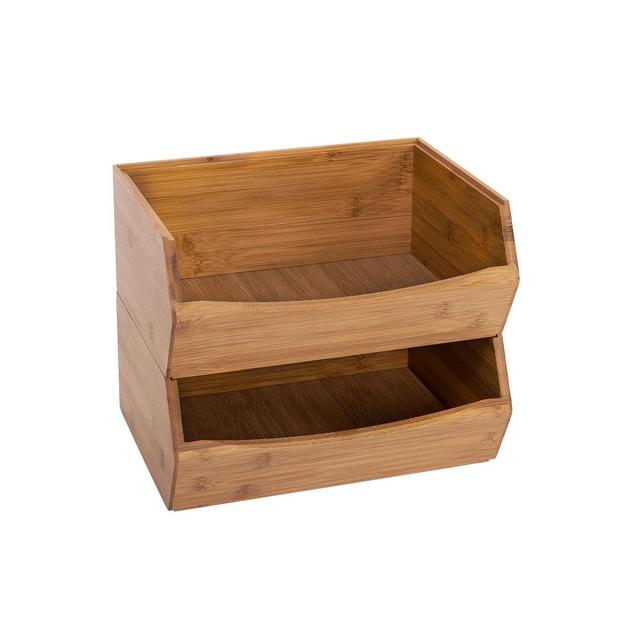 Seville Classics 2-Piece Stackable Bamboo Bin Organizer Set