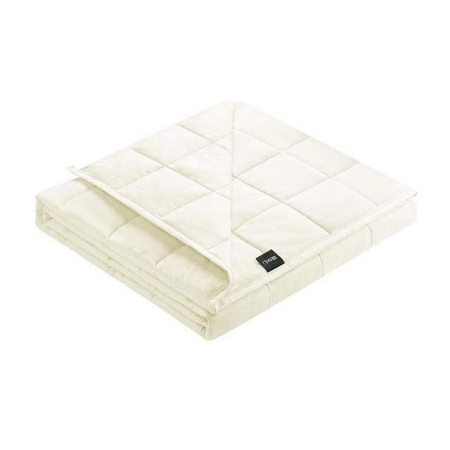 ZonLi Weighted Blanket (48''x72'',12lbs, Cream), Cooling Weighted Blankets for Kids and Adults, Breathable Heavy Blanket, Soft Material with Natural Glass Beads