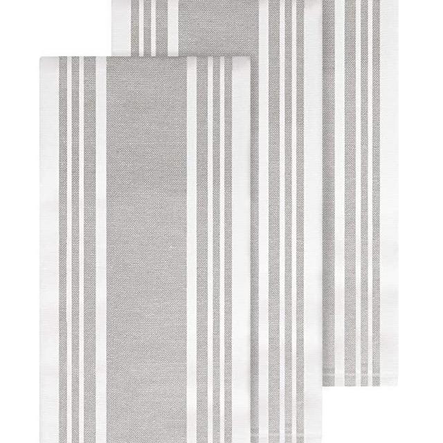 All-Clad Textiles Cotton Kitchen Towels with Dual Woven Stripes, Reversible, Highly Absorbent, Inhibits Bacterial Odors, 17-inch by 30-inch, 3-Pack, Titanium