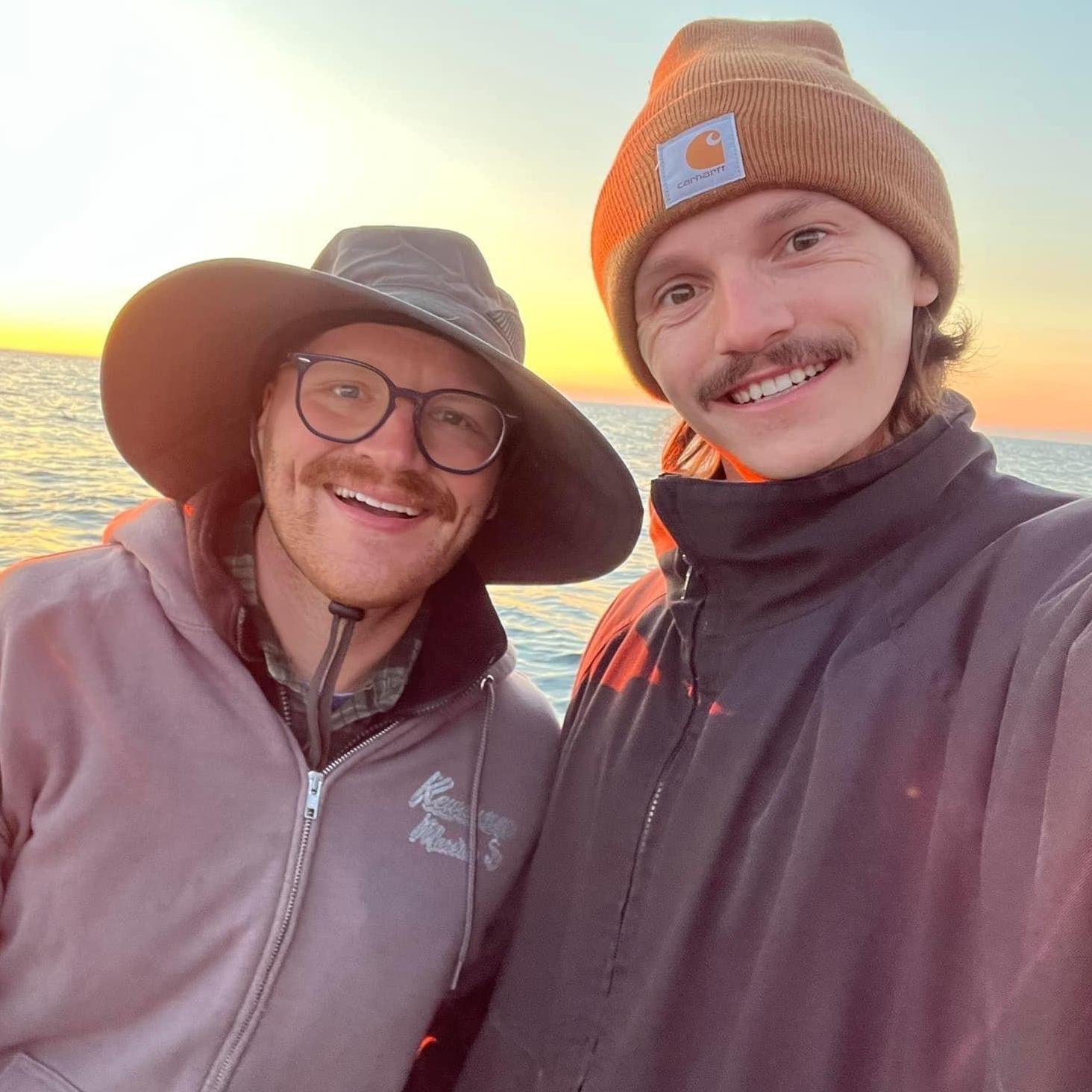 Chris and Tyler fishing on Lake Michigan