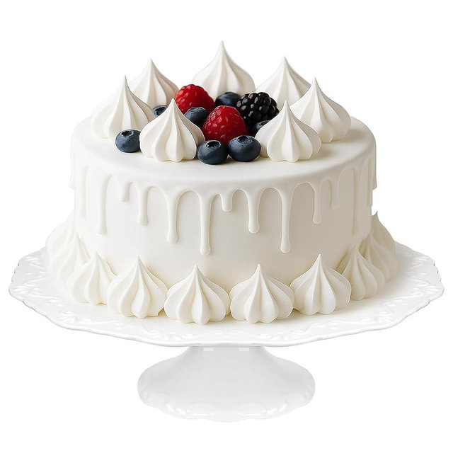 10 Inch White Cake Stand, Porcelain Cake Plate, Cake Pedestal Stand, Round Dessert Stand, Wedding Cake Stand for Party, Birthday, Baby Shower, Christmas, Home Decorating Cake Display Stand