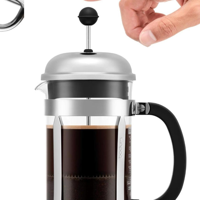 Bodum 34oz Chambord French Press Coffee Maker, High-Heat Borosilicate Glass, Polished Stainless Steel – Made in Portugal