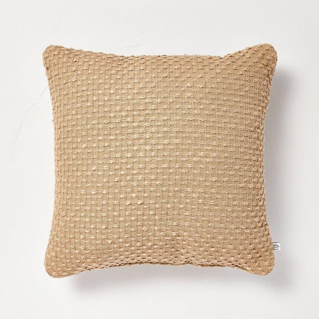 18"x18" Square Throw Pillow Tan Textured - Hearth & Hand™ with Magnolia