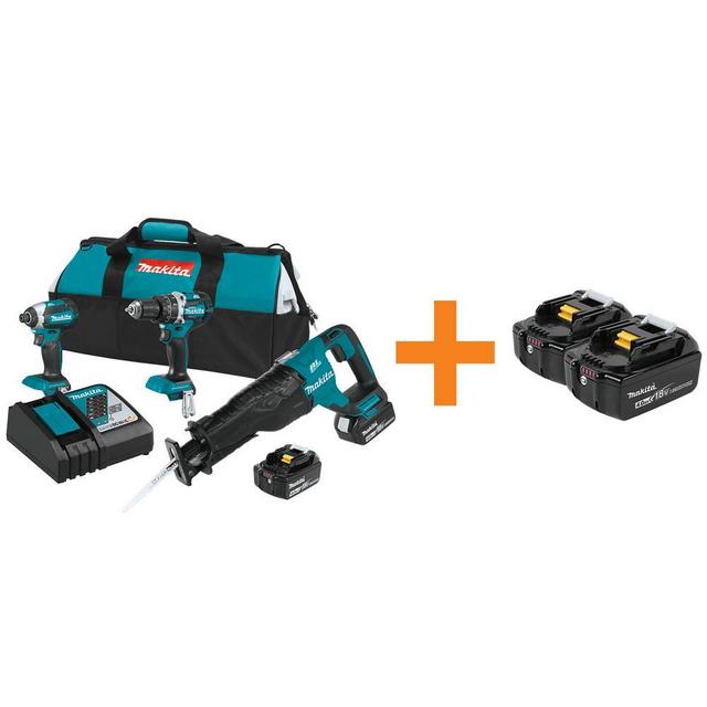 18-Volt LXT Lithium-Ion Cordless Combo Kit (3-Tool) with Bonus 18-Volt LXT Lithium-Ion 4.0Ah Battery(2-pk)