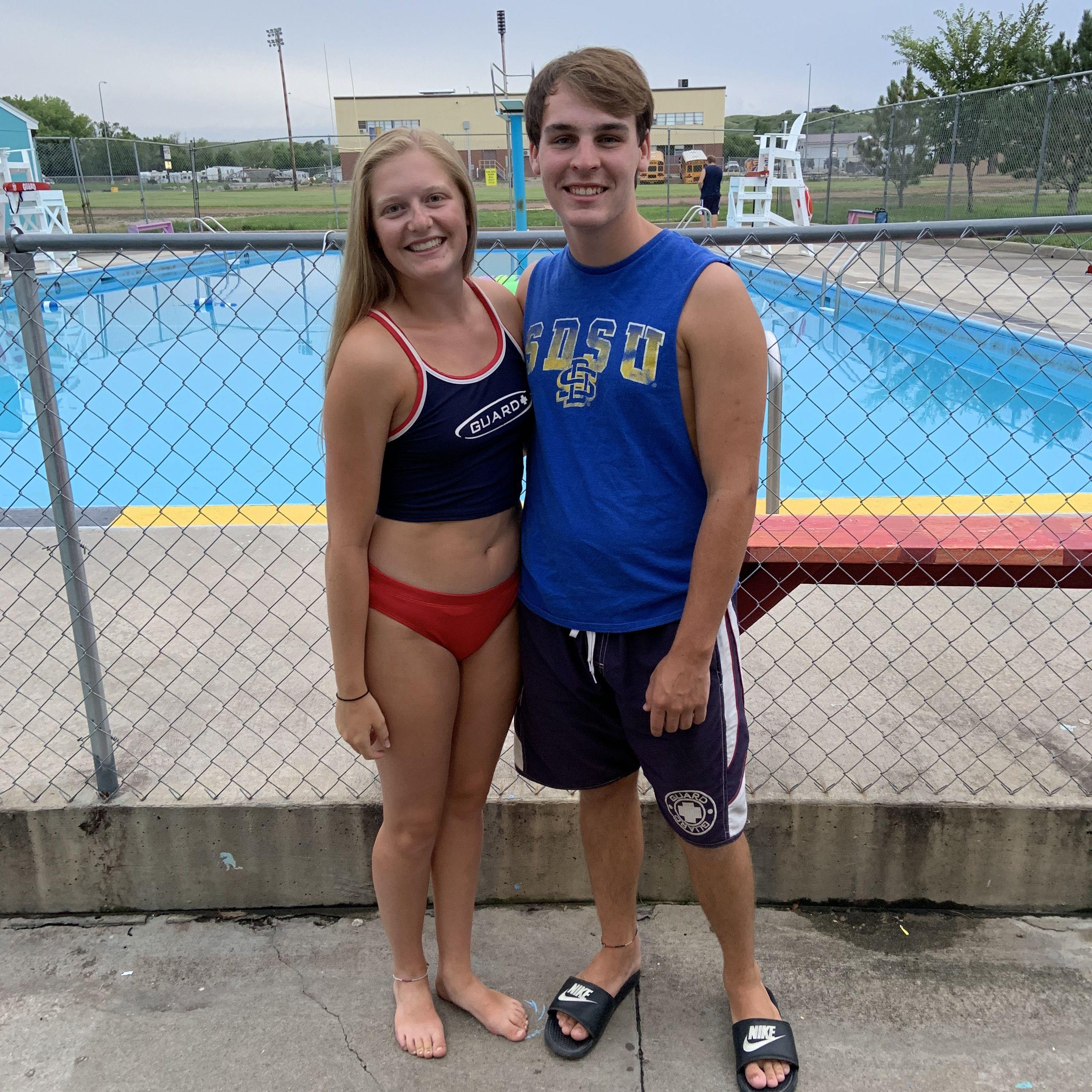 Couple working togther at Ft. Pierre pool, Summer 2019.