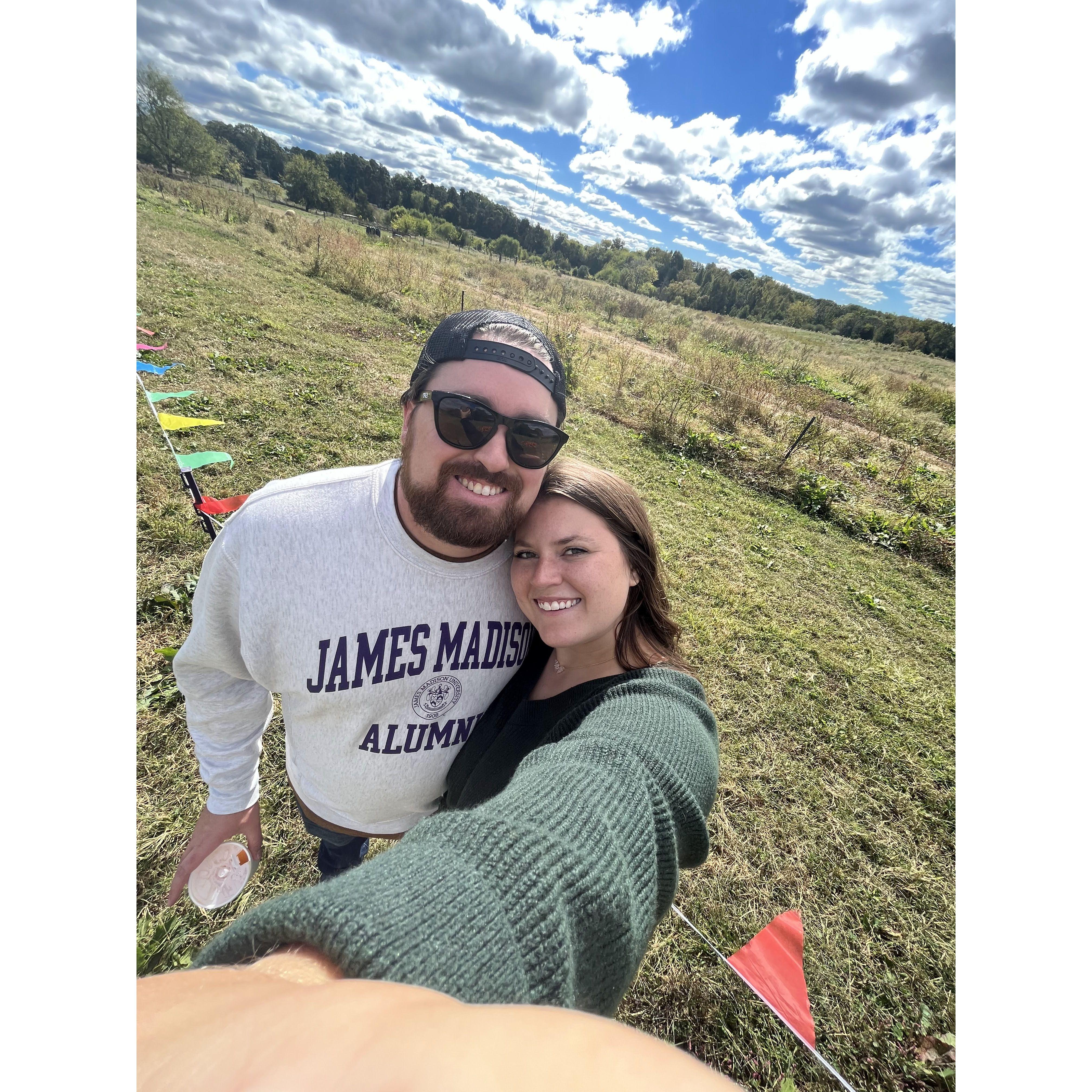 Visiting a pumpkin patch in Charlotte.