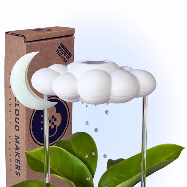 Original Dripping Rain Cloud for plants with Glow in the Dark Moon Charm