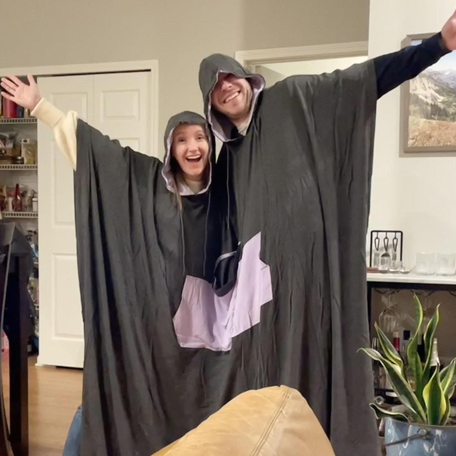 Sam got us a 2-person snuggie so we can share it while we watch all our favorite shows