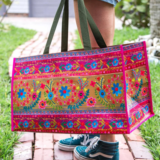 Carry All Happy Tote Bag - Floral Border