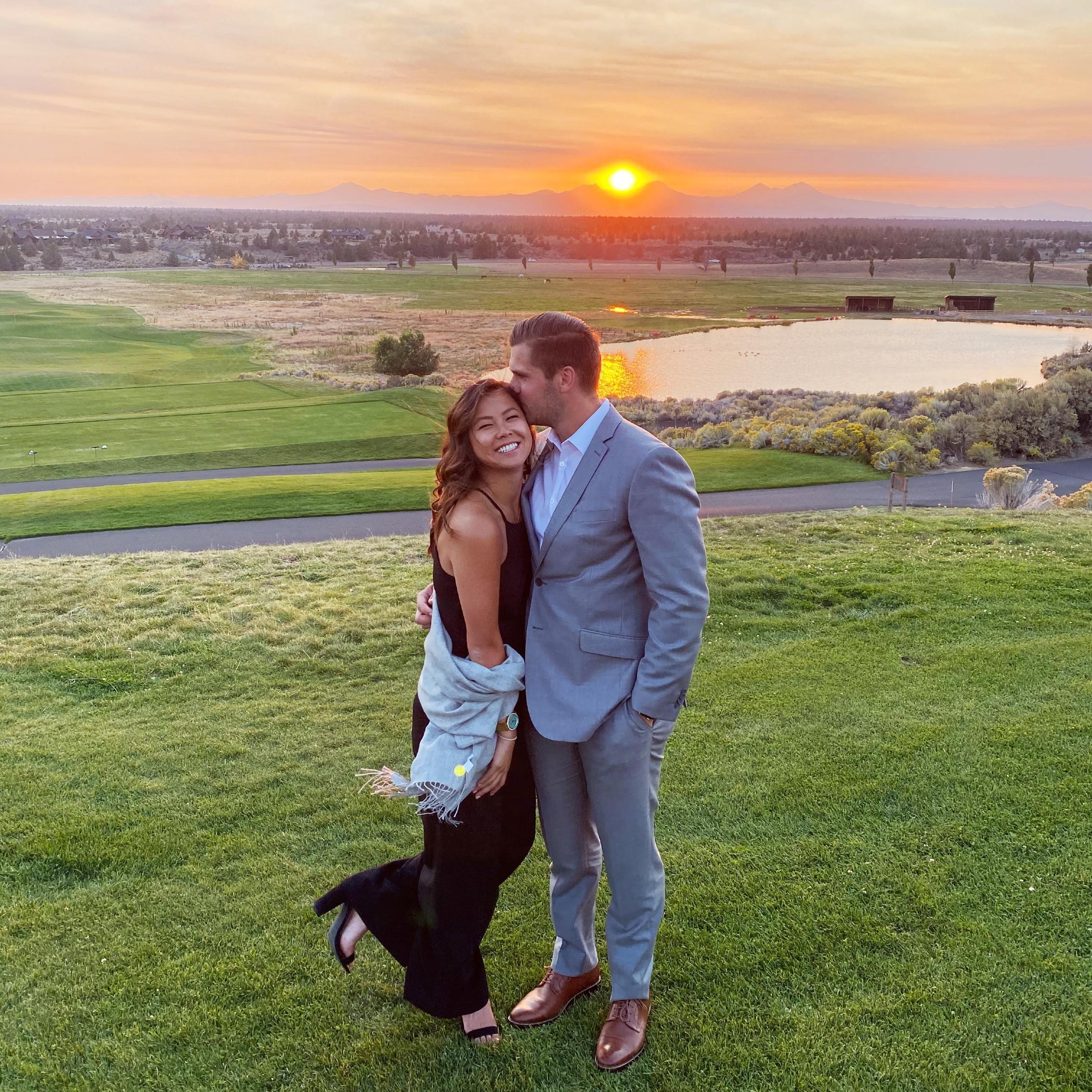 Big smiles at Brasada ranch for Claire and James's wedding