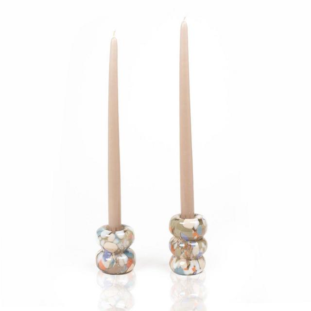 Natural Confetti Glass Candleholder