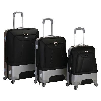 Rockland Rome 3pc Hybrid ABS Luggage Set - Black
