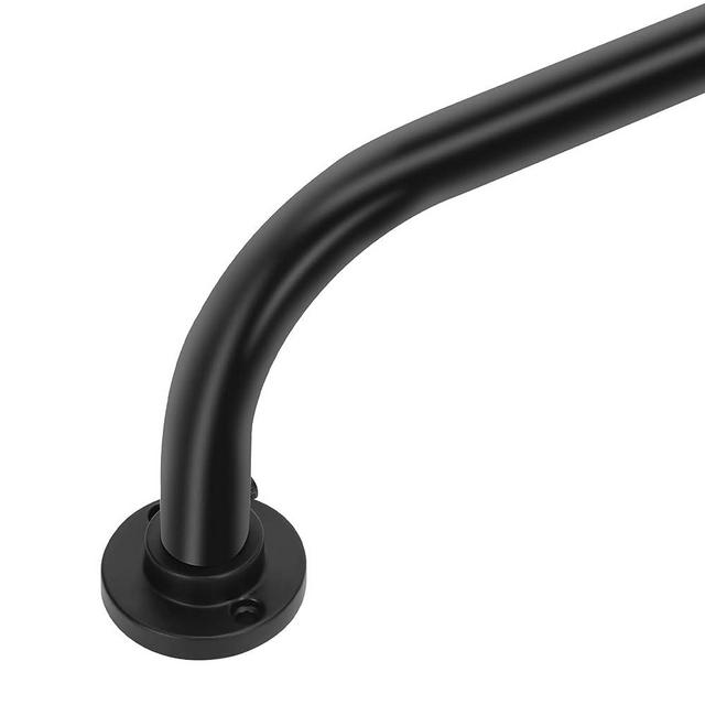 Black Wrap Around Curtain Rods for windows 48 to 84 inch(4-7Ft),Heavy Duty Black Curtain Rods,Adjustable Blackout Curtain Rod,Room Darkening Drapery Rod,Modern Window Curtains Rod 48-90",Matte Black