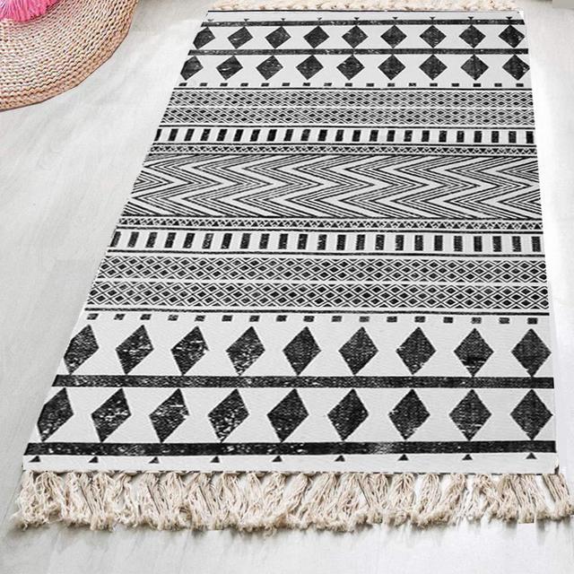 HEBE Extra Long Cotton Area Rug Runner 2.3'x 6' Machine Washable Printed Hand Woven Cotton Rug Runner Floor Carpet for Living Room,Kitchen Floor,Laundry Room,Throw Blankets for Sofa
