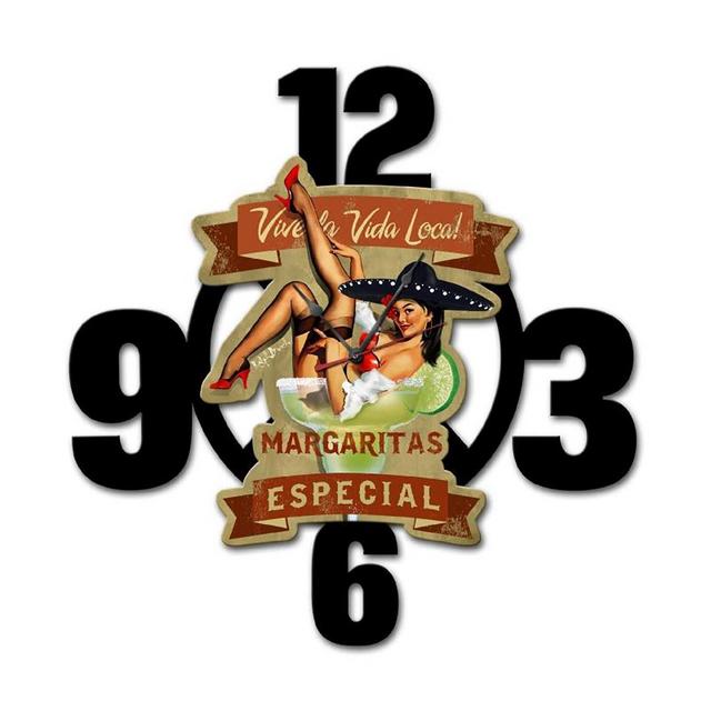 Margaritas Especial Pin Up Girl Clock Layered 3D