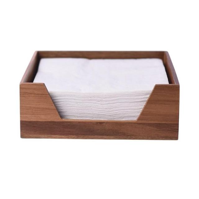 Wooden Napkin Holder for Table, Walnut, Tray, Lunch & Paper Towel Holder (Wood, 7.28 x 7.28)